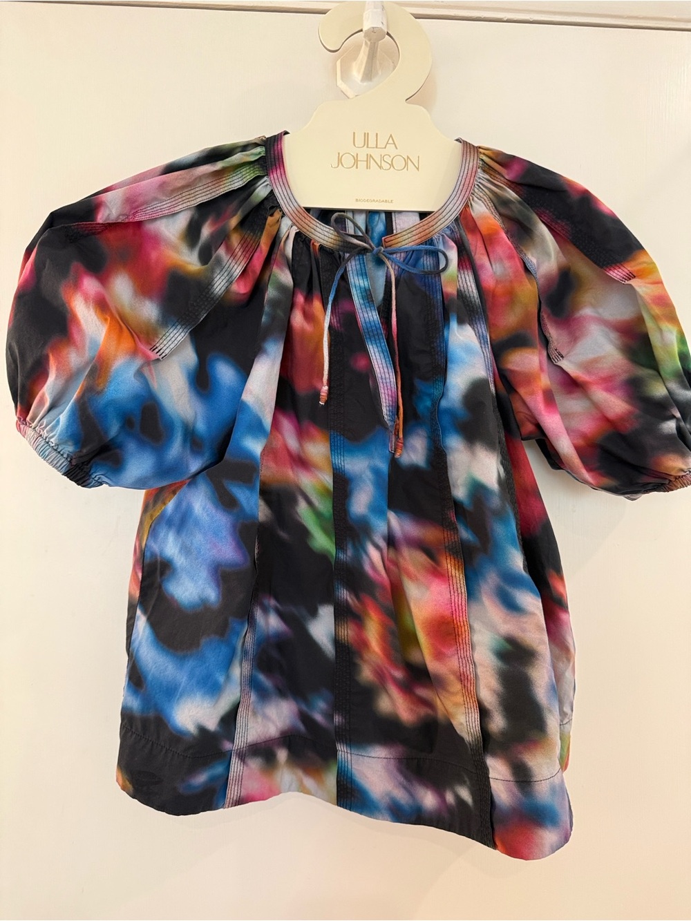 Ulla Johnson Loli Top - Multicolor Tie-Dye Peasant Blouse